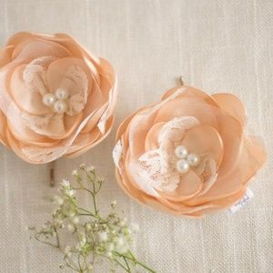 Blush Nude Bridal Flower Hair Pins Set of 2
